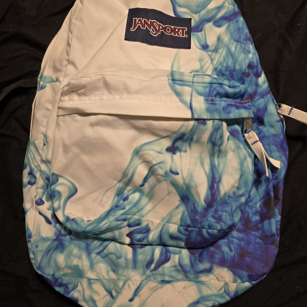 Jansport White and Blue Backpack